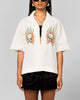 Ed Hardy Flaming Skull Button Up Shirt Off White