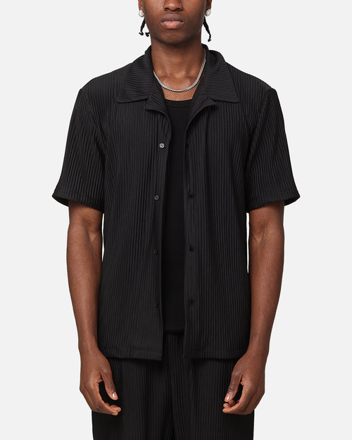 XXIII Pleated Button Up Shirt Black