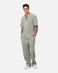 XXIII Pleated Button Up Shirt Olive