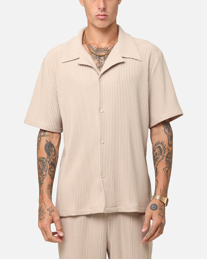 XXIII Pleated Button Up Shirt Tan