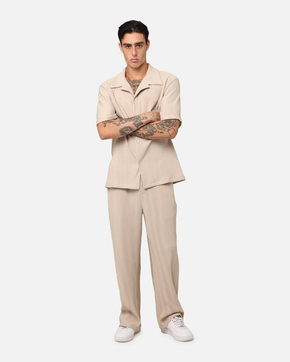 XXIII Pleated Button Up Shirt Tan