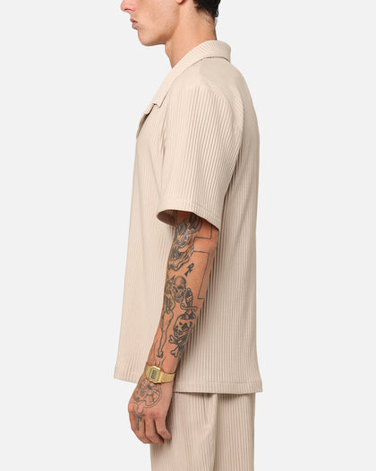 XXIII Pleated Button Up Shirt Tan