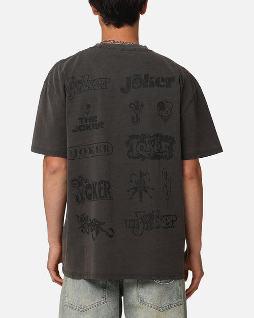 American Thrift X DC Batman The Joker Joker Logos Heavy T-Shirt Black Wash