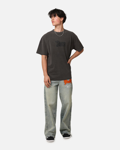 American Thrift X DC Batman The Joker Joker Logos Heavy T-Shirt Black Wash