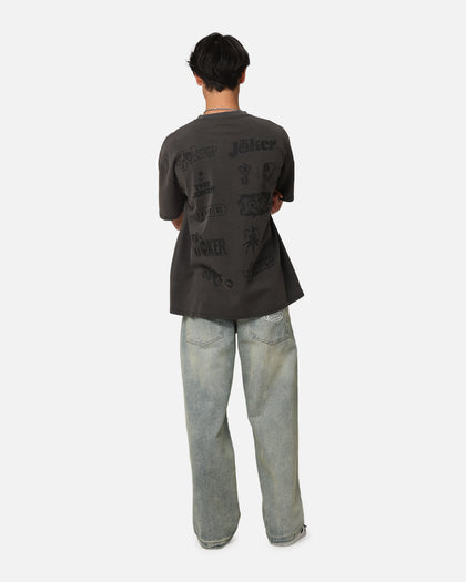 American Thrift X DC Batman The Joker Joker Logos Heavy T-Shirt Black Wash