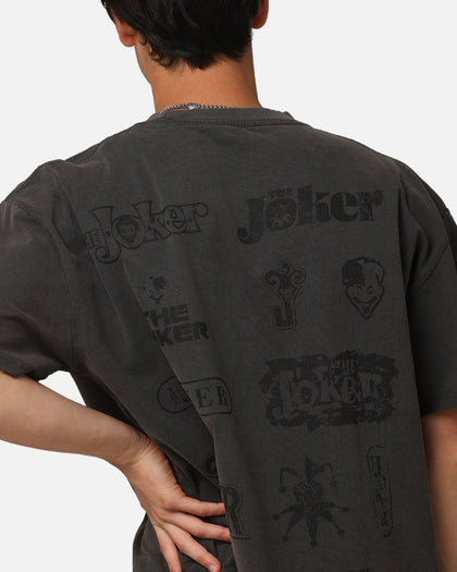 American Thrift X DC Batman The Joker Joker Logos Heavy T-Shirt Black Wash
