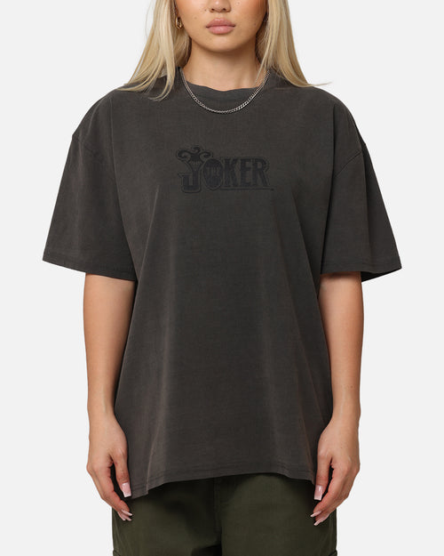 American Thrift X DC Batman The Joker Joker Logos Heavy T-Shirt Black Wash