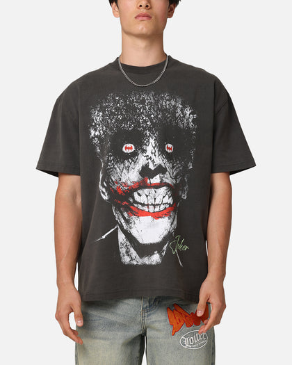 American Thrift X DC Batman The Joker Smile Heavy T-Shirt Black Wash