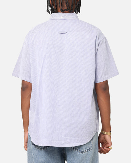 S Double Classic Oxford Button Up Shirt Navy Stripe