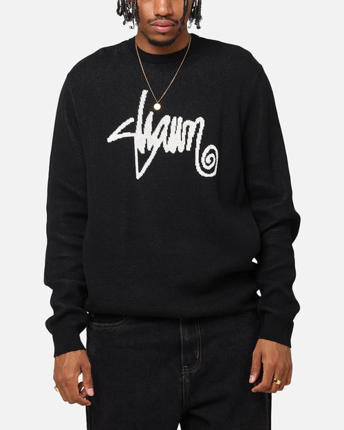 S Double Shawn Script Sweater Black