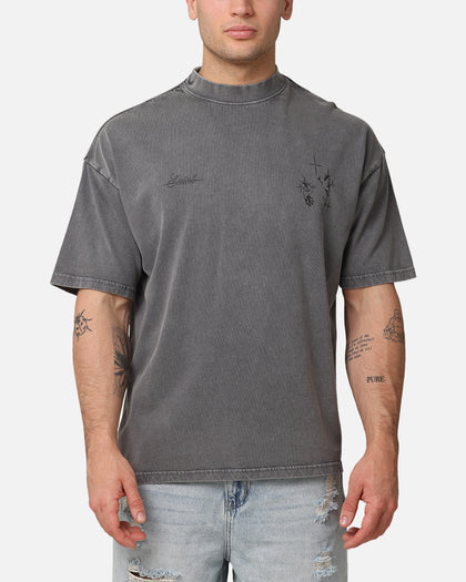 Saint Morta Destiny Rising Mock Neck T-Shirt Washed Charcoal