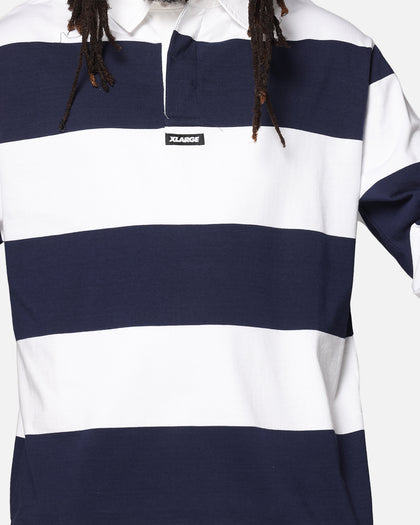 X-Large XL Stripe Rugby Jersey Navy