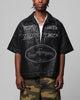 Loiter Motor PU Leather Button Up Shirt Black