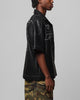 Loiter Motor PU Leather Button Up Shirt Black