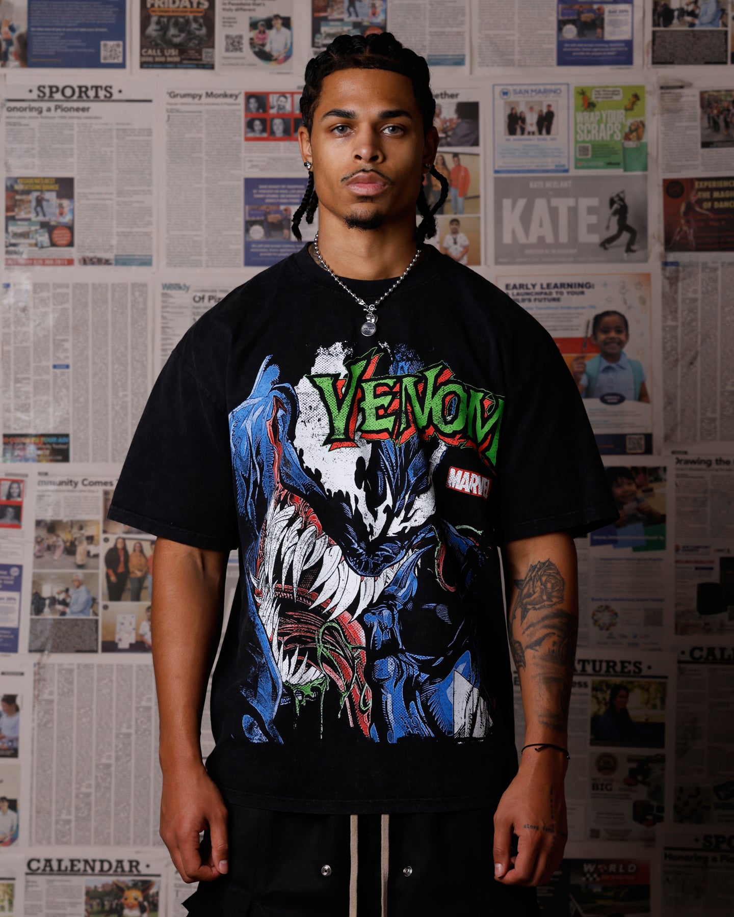 73Studio Marvel Venom Eddie Brock T-Shirt Black Acidwash | Culture