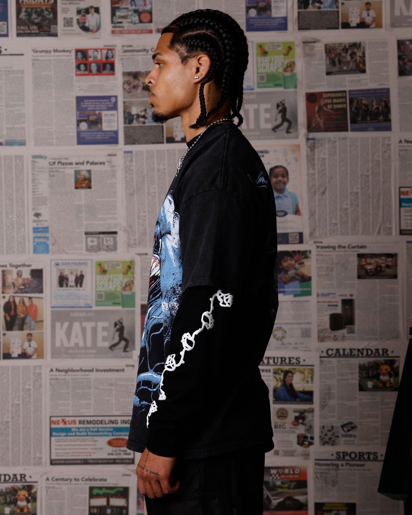 Goat Crew Marvel Venom Poster Vintage T-Shirt Black Acidwash