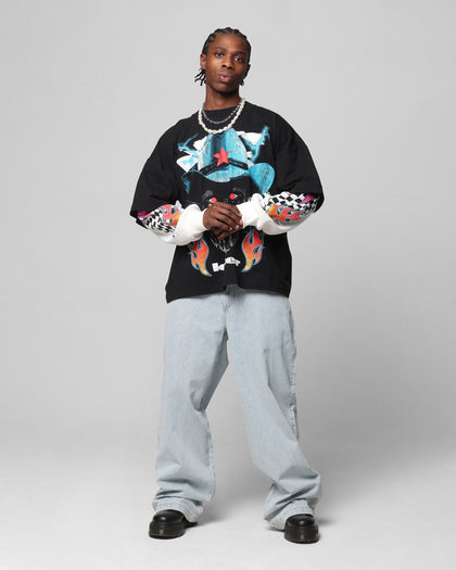 Loiter Daytona Layered Long Sleeve T-Shirt Black/White