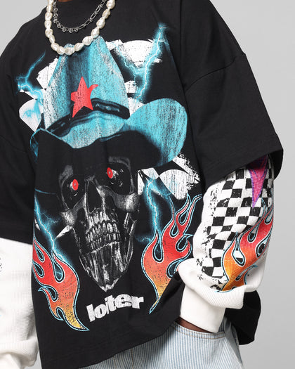 Loiter Daytona Layered Long Sleeve T-Shirt Black/White