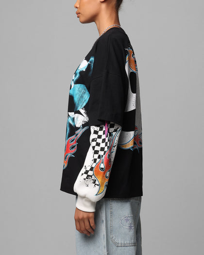 Loiter Daytona Layered Long Sleeve T-Shirt Black/White