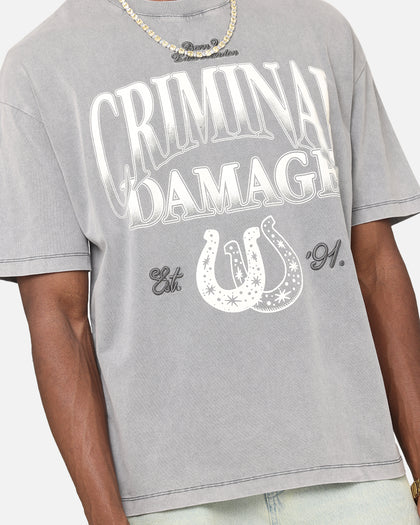 Criminal Damage Horseshoe T-Shirt Washed Black