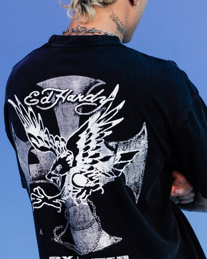 Ed Hardy By Loiter Flight Premium T-Shirt Black Acidwash