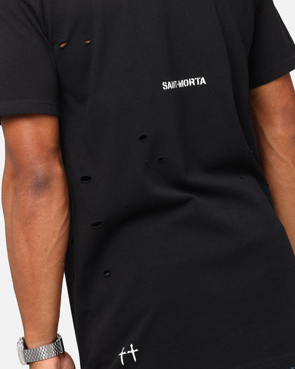 Saint Morta Distressed Lafayette T-Shirt Black
