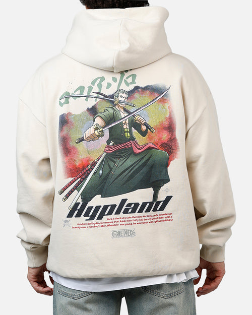 Hypland X One Piece Zoro Flame Hoodie Cream
