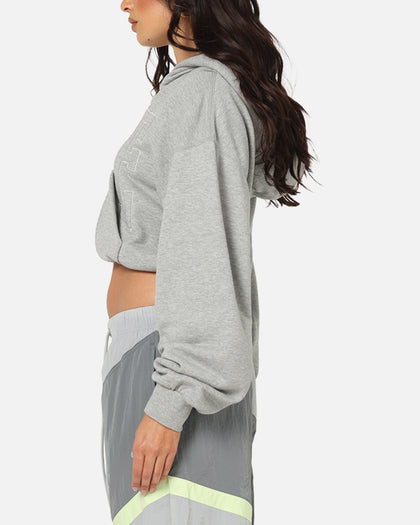 Nike Women's Sportswear Full-Zip Cropped French Terry Hoodie Grey