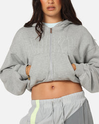 Nike Women's Sportswear Full-Zip Cropped French Terry Hoodie Grey