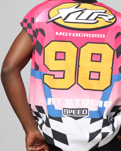Loiter Motorsport Muscle T-Shirt Pink/Multi-Coloured