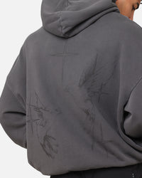 Saint Morta Destiny Rising Boxy Hoodie Washed Black