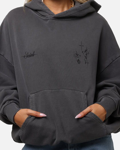 Saint Morta Destiny Rising Boxy Hoodie Washed Black