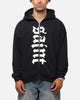 Saint Morta Gothic Distressed Zip Hoodie Black