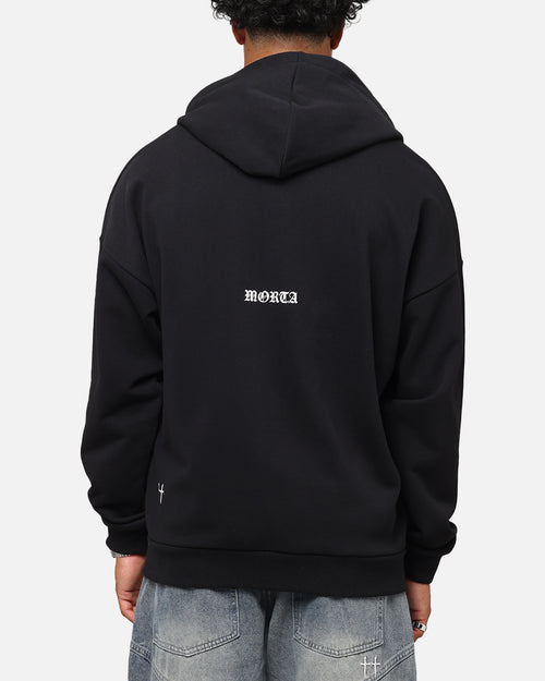 Saint Morta Gothic Distressed Zip Hoodie Black