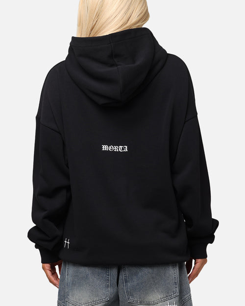 Saint Morta Gothic Distressed Zip Hoodie Black