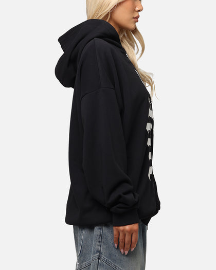 Saint Morta Gothic Distressed Zip Hoodie Black