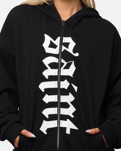 Saint Morta Gothic Distressed Zip Hoodie Black