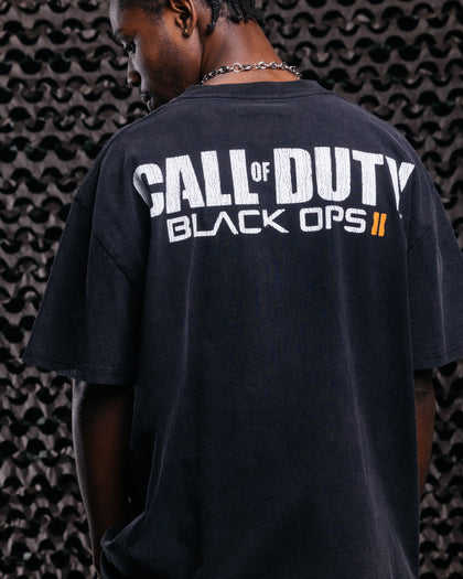 Goat Crew X Call Of Duty Black Ops 2 Vintage T-Shirt Black Acidwash