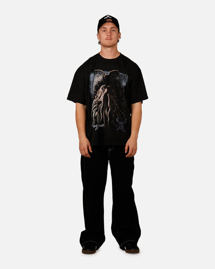 Goat Crew Disney Pirates Of The Caribbean Davy Jones Vintage T-Shirt Black Acidwash