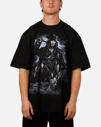 Goat Crew Disney Pirates Of The Caribbean Pirates Group Vintage T-Shirt Black Acidwash