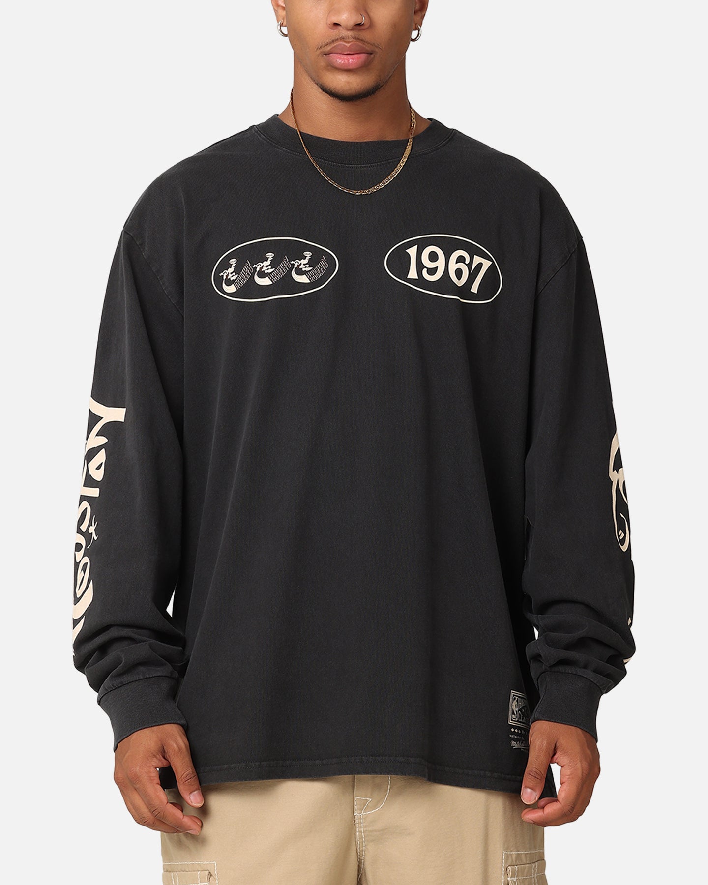 Mitchell & Ness Houston Rockets Tag Long Sleeve T-Shirt Faded