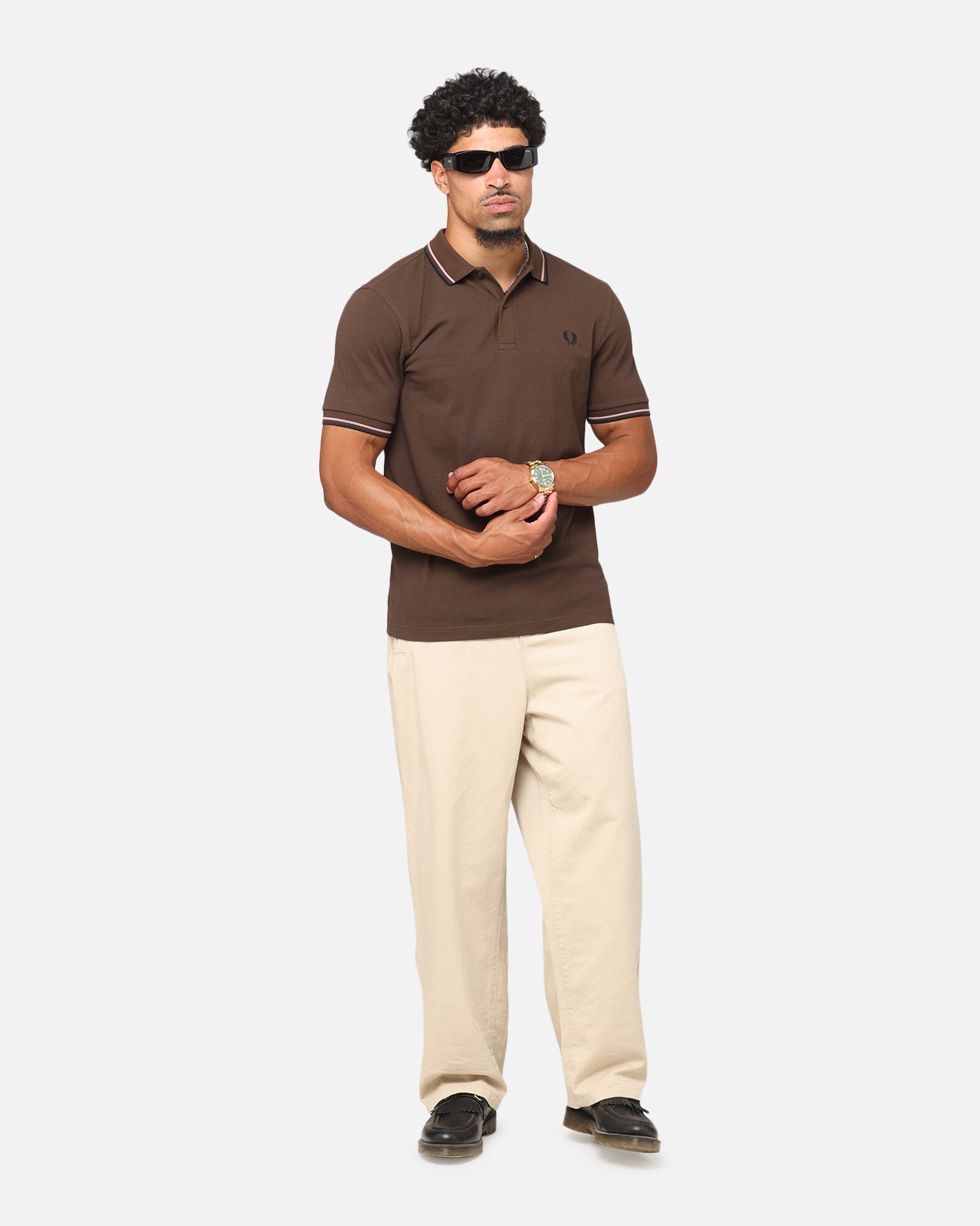 Fred Perry Twin Tipped Polo Shirt Brown | Culture Kings