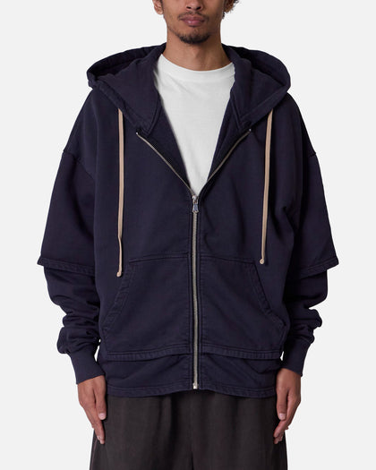 MNML Double Layer Zipper Sweater Washed Black