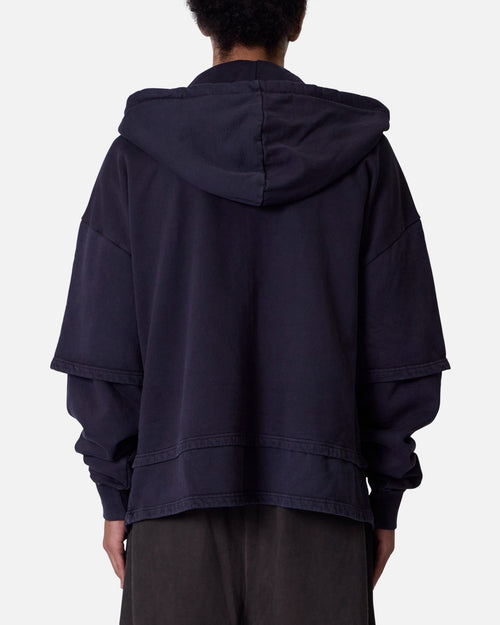 MNML Double Layer Zipper Sweater Washed Black