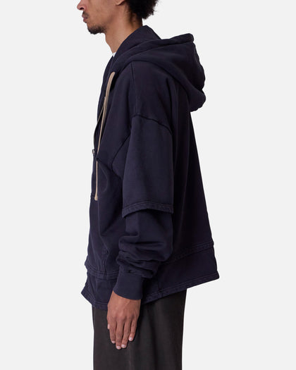 MNML Double Layer Zipper Sweater Washed Black