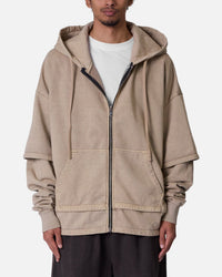 MNML Double Layer Zipper Sweater Washed Earth
