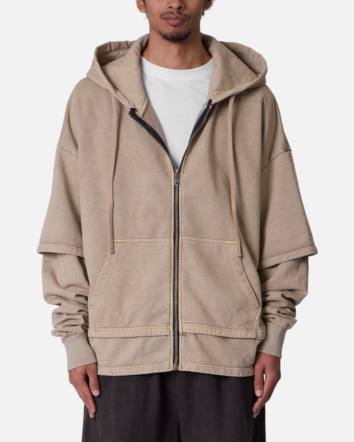 MNML Double Layer Zipper Sweater Washed Earth