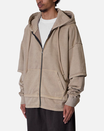 MNML Double Layer Zipper Sweater Washed Earth