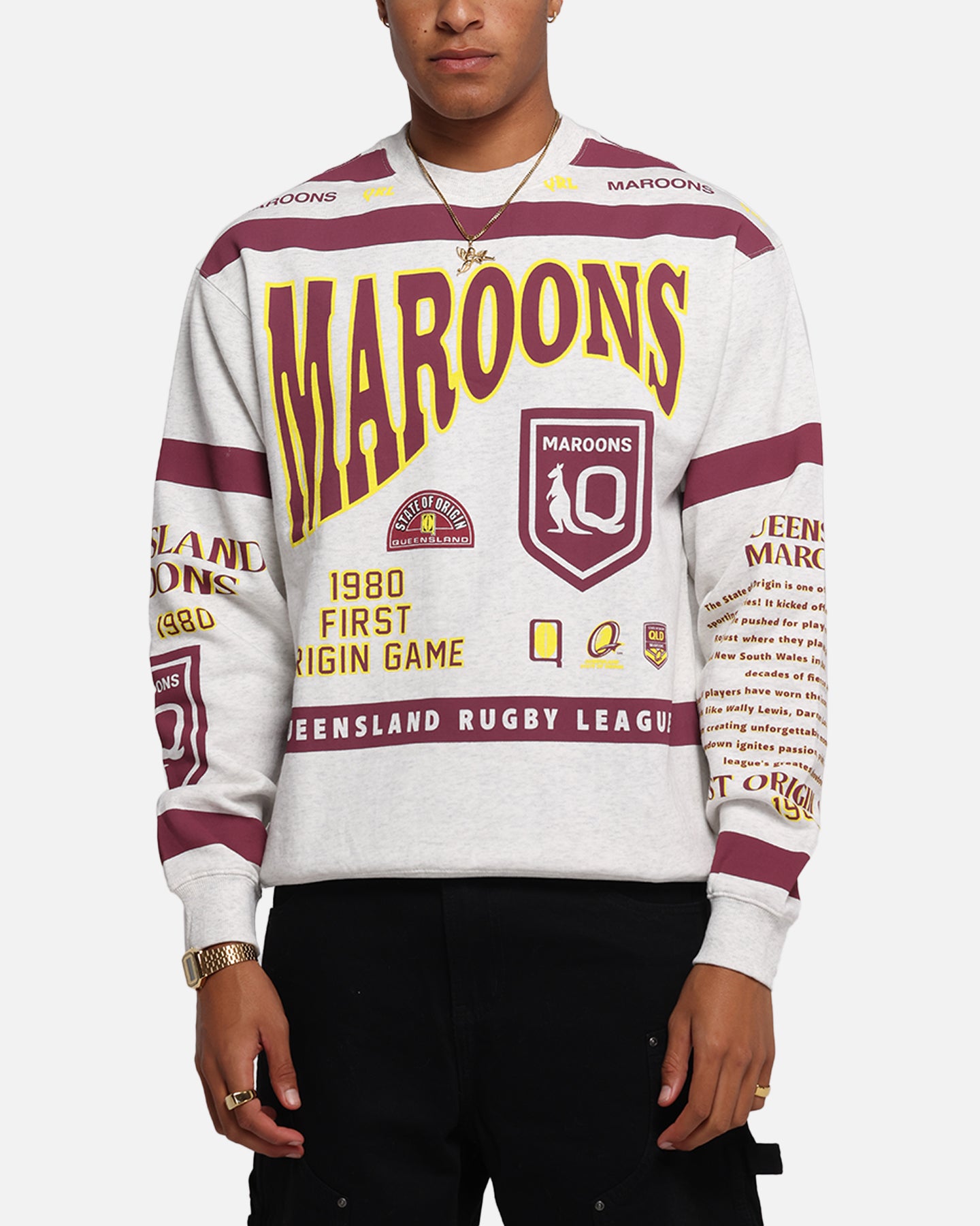 Queensland Rugby League Queensland Maroons Team Crewneck Silver