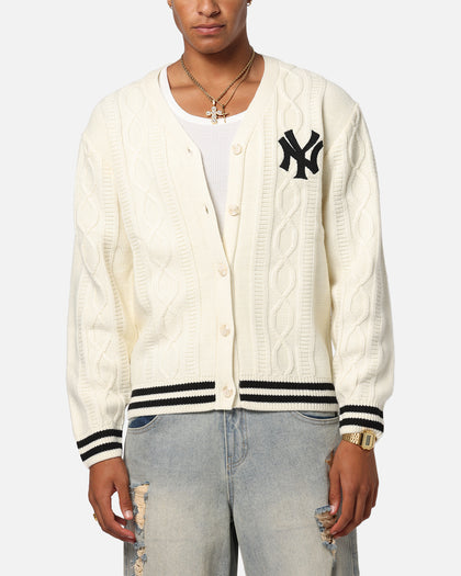 Majestic Athletic New York Yankees Boxy Cardigan Vintage White